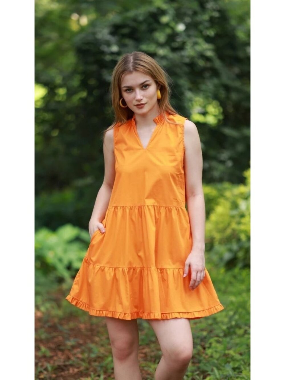 NWT Maude Vivante Nia Tiered Ruffle Cotton Mini Dress Orange XS Boho Cottage